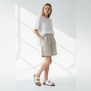 Cushionaire White Double Buckle Cork Footbed Sandals Comfort Slides Sz 8.5